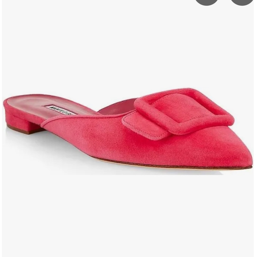 Manolo Blahnik maysale suede flat in pink 39.5
